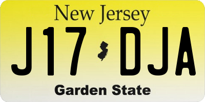 NJ license plate J17DJA