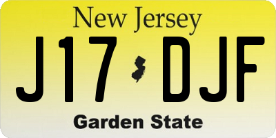 NJ license plate J17DJF