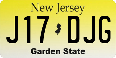 NJ license plate J17DJG