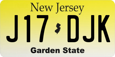 NJ license plate J17DJK