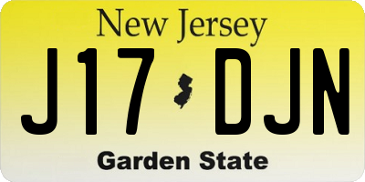 NJ license plate J17DJN