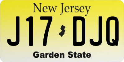 NJ license plate J17DJQ