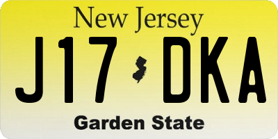 NJ license plate J17DKA