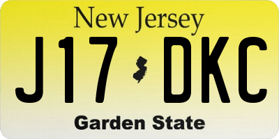 NJ license plate J17DKC