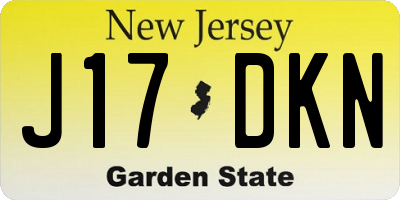 NJ license plate J17DKN