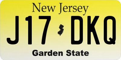 NJ license plate J17DKQ