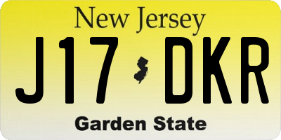 NJ license plate J17DKR