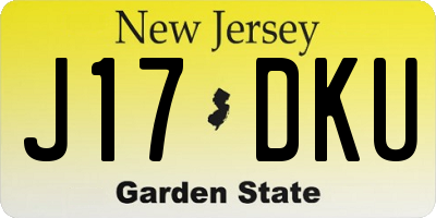 NJ license plate J17DKU