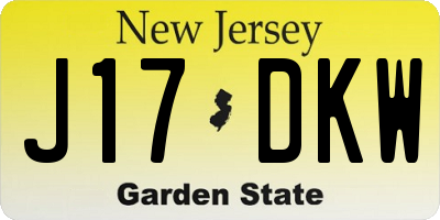 NJ license plate J17DKW