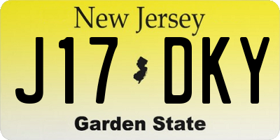 NJ license plate J17DKY