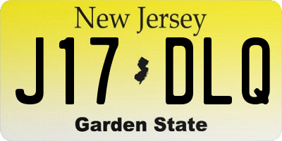 NJ license plate J17DLQ