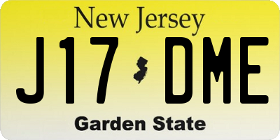 NJ license plate J17DME