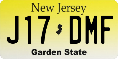 NJ license plate J17DMF