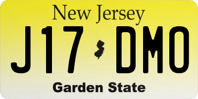 NJ license plate J17DMO