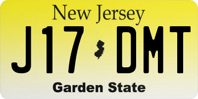 NJ license plate J17DMT