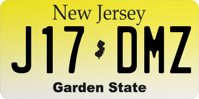 NJ license plate J17DMZ