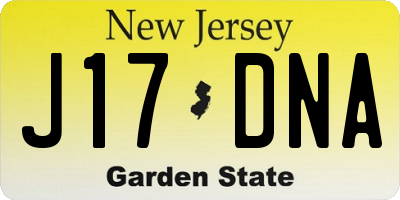 NJ license plate J17DNA