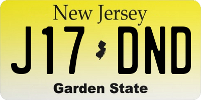 NJ license plate J17DND