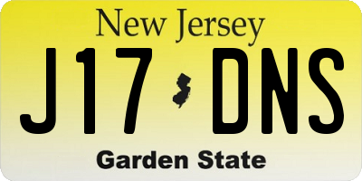 NJ license plate J17DNS