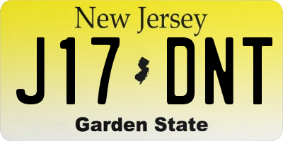 NJ license plate J17DNT