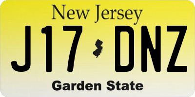 NJ license plate J17DNZ