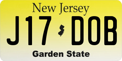 NJ license plate J17DOB