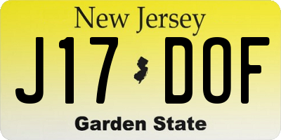 NJ license plate J17DOF