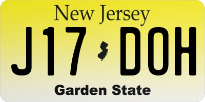 NJ license plate J17DOH