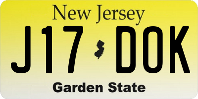 NJ license plate J17DOK