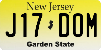 NJ license plate J17DOM