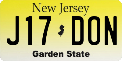 NJ license plate J17DON