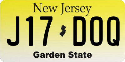 NJ license plate J17DOQ