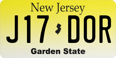 NJ license plate J17DOR