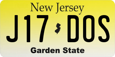NJ license plate J17DOS