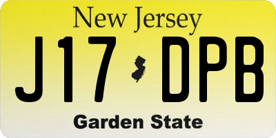 NJ license plate J17DPB