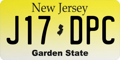 NJ license plate J17DPC