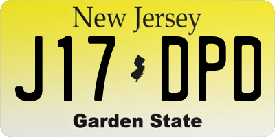 NJ license plate J17DPD