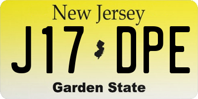NJ license plate J17DPE