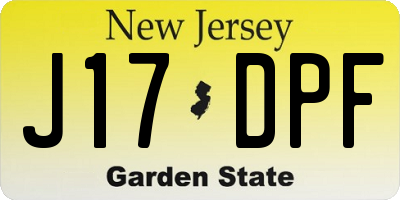 NJ license plate J17DPF
