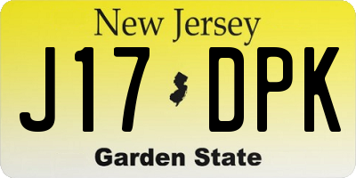 NJ license plate J17DPK