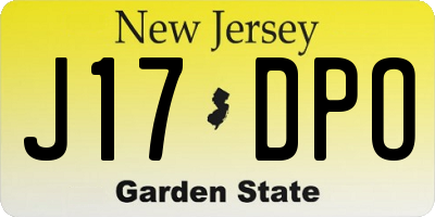 NJ license plate J17DPO