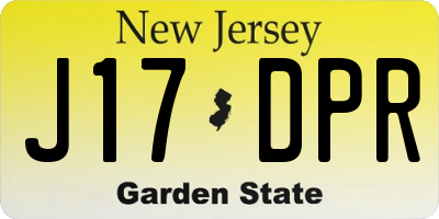 NJ license plate J17DPR