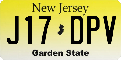 NJ license plate J17DPV