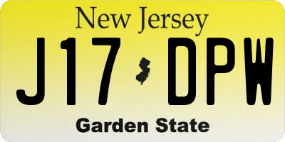 NJ license plate J17DPW