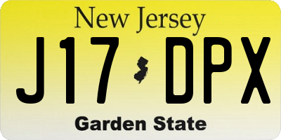 NJ license plate J17DPX