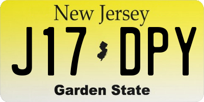 NJ license plate J17DPY