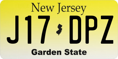 NJ license plate J17DPZ
