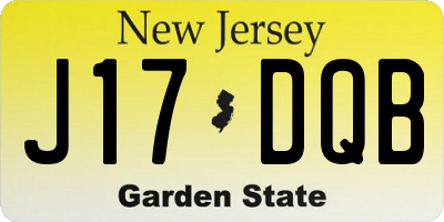 NJ license plate J17DQB