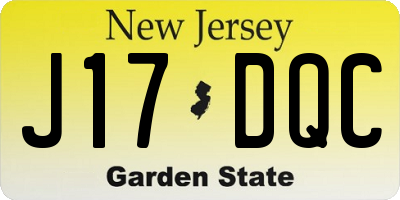 NJ license plate J17DQC