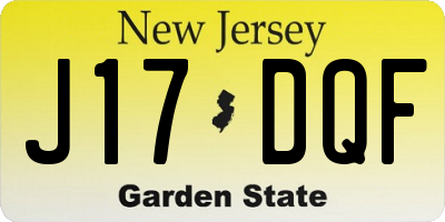 NJ license plate J17DQF